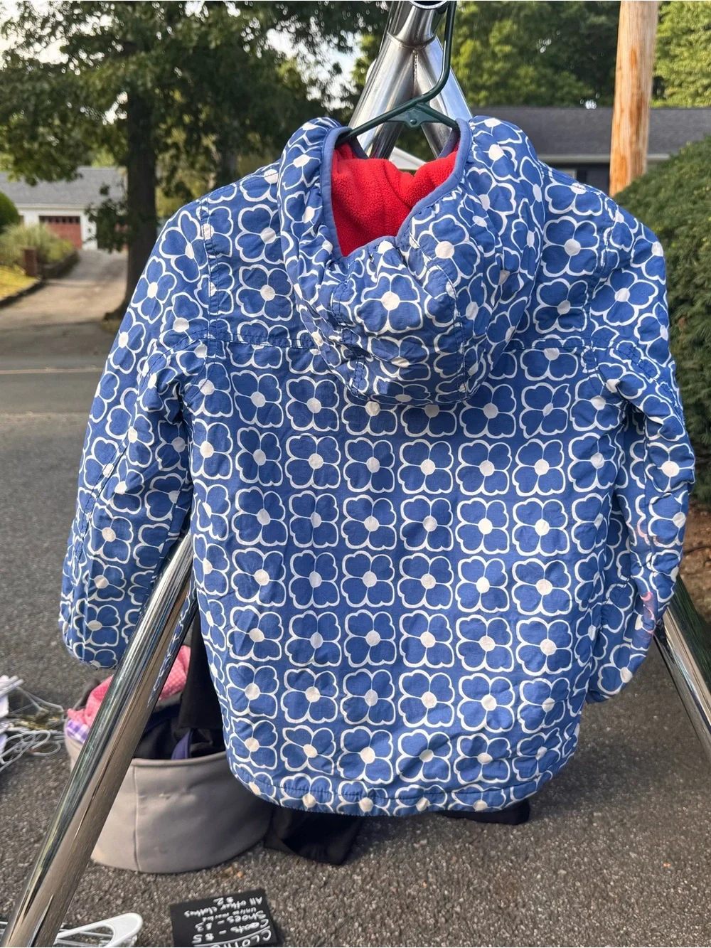 Mini Boden Blue and White Floral Quilted Jacket